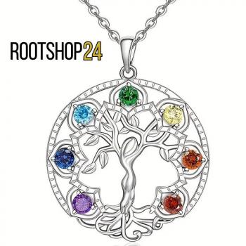 Lebensbaum mit Chakra Steinen Silber